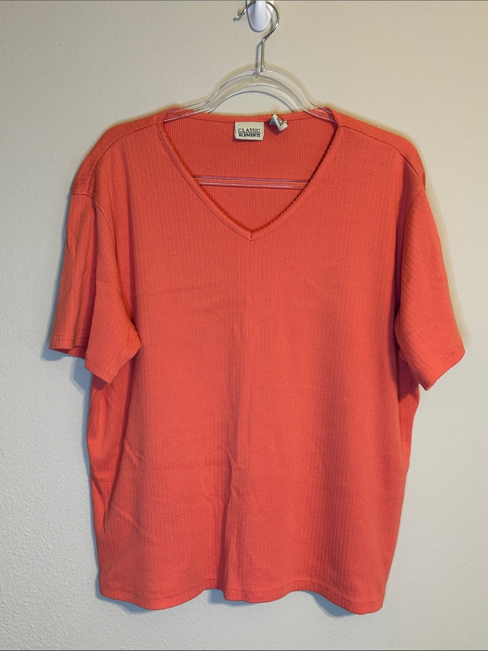Classic Elements Coral Ribbed Short Sleeve Top – Plus Size 16/18W
